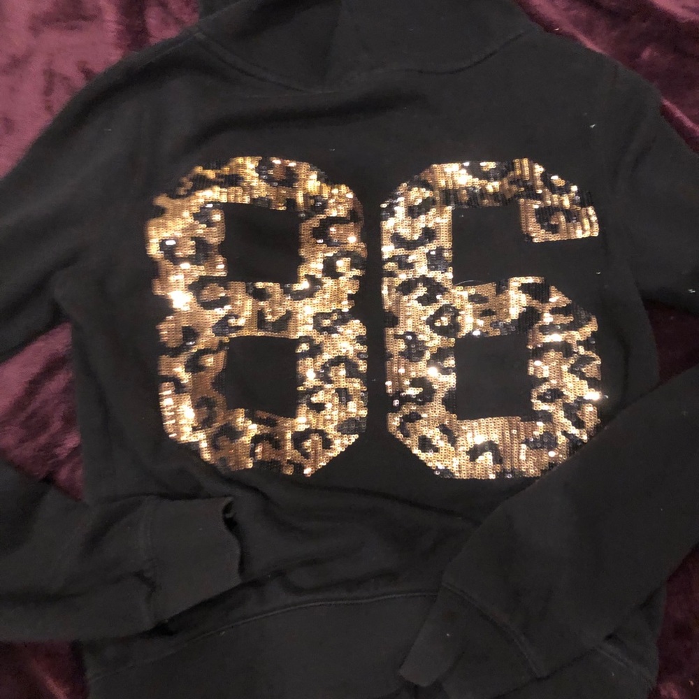 VS PINK leopard print sequin zip up hoodie